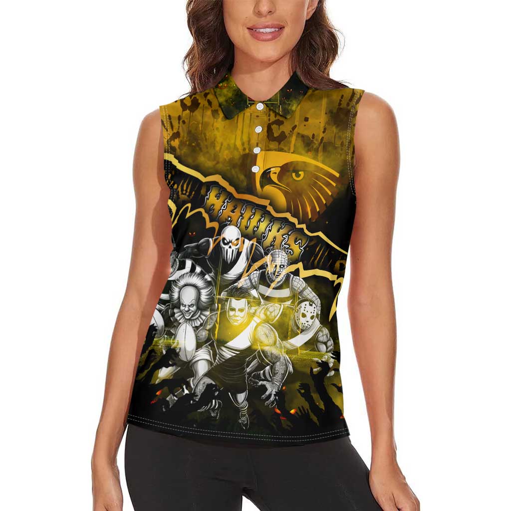 Step Into Horror Domain Hawks Football Women Sleeveless Polo Shirt Halloween Horror Movie Characters - Aussie Hoodie