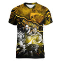Step Into Horror Domain Hawks Football Women V-Neck T-Shirt Halloween Horror Movie Characters - Aussie Hoodie