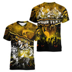 Step Into Horror Domain Hawks Football Women V-Neck T-Shirt Halloween Horror Movie Characters - Aussie Hoodie