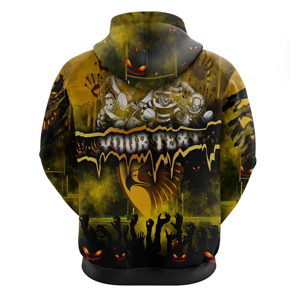 Step Into Horror Domain Hawks Football Zip Hoodie Halloween Horror Movie Characters - Aussie Hoodie