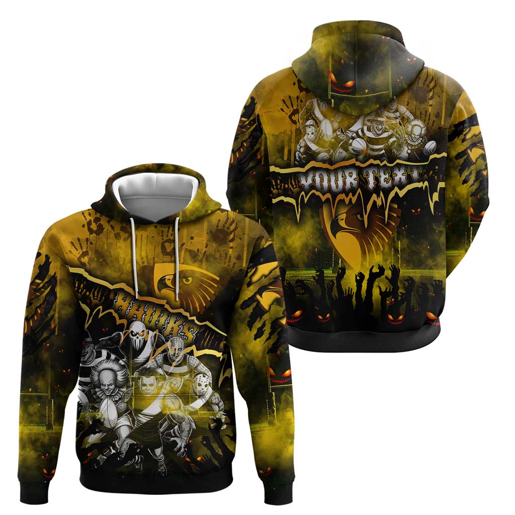 Step Into Horror Domain Hawks Football Zip Hoodie Halloween Horror Movie Characters - Aussie Hoodie