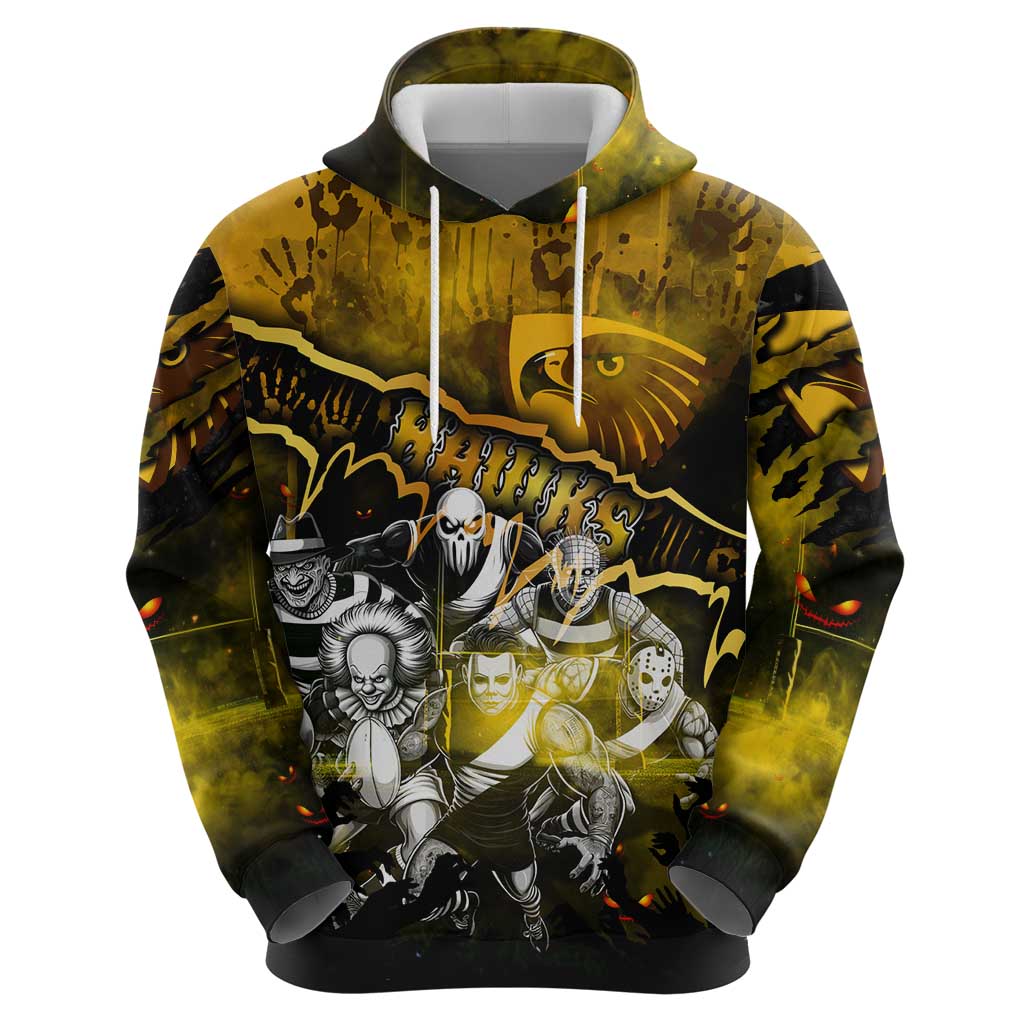 Step Into Horror Domain Hawks Football Zip Hoodie Halloween Horror Movie Characters - Aussie Hoodie