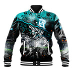 Step Into Horror Domain Power Football Baseball Jacket Halloween Horror Movie Characters - Aussie Hoodie