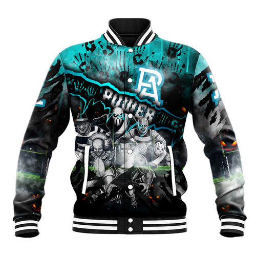 Step Into Horror Domain Power Football Baseball Jacket Halloween Horror Movie Characters - Aussie Hoodie