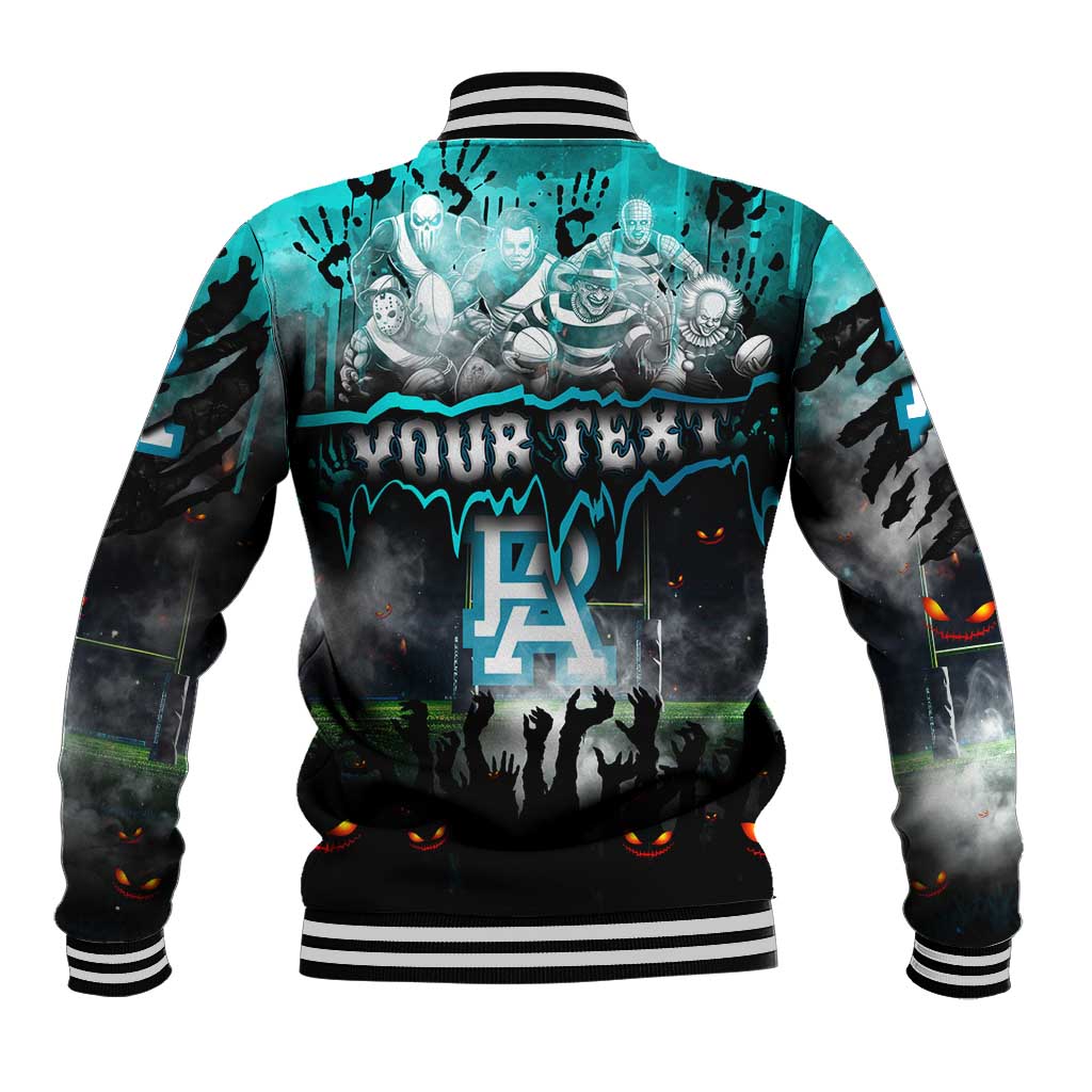 Step Into Horror Domain Power Football Baseball Jacket Halloween Horror Movie Characters - Aussie Hoodie