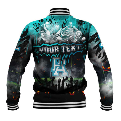Step Into Horror Domain Power Football Baseball Jacket Halloween Horror Movie Characters - Aussie Hoodie