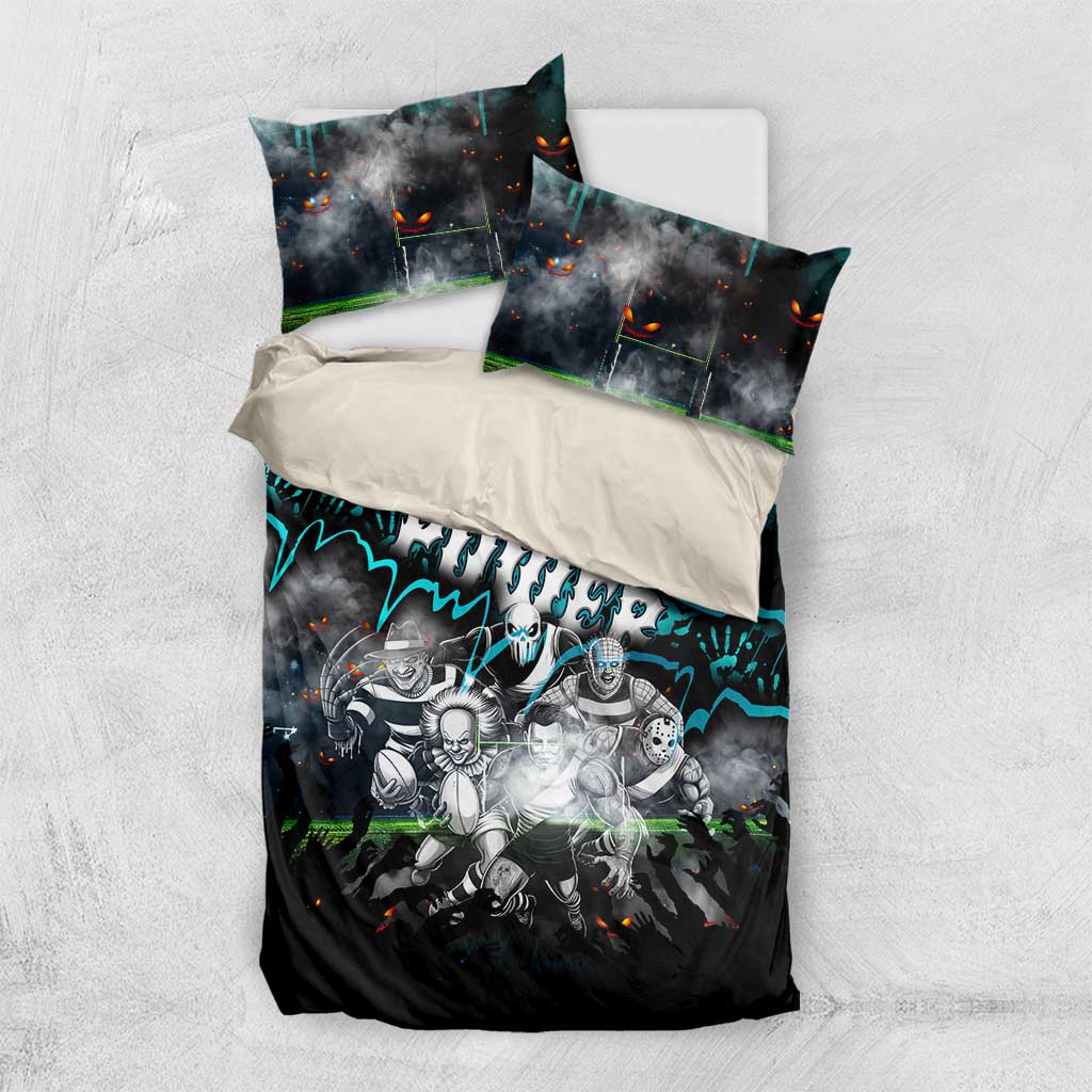 Step Into Horror Domain Power Football Bedding Set Halloween Horror Movie Characters - Aussie Hoodie