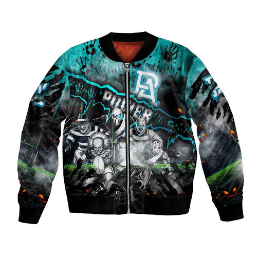 Step Into Horror Domain Power Football Bomber Jacket Halloween Horror Movie Characters - Aussie Hoodie