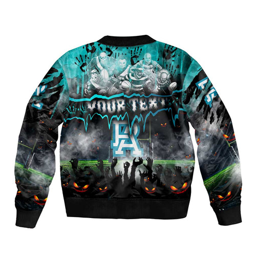 Step Into Horror Domain Power Football Bomber Jacket Halloween Horror Movie Characters - Aussie Hoodie