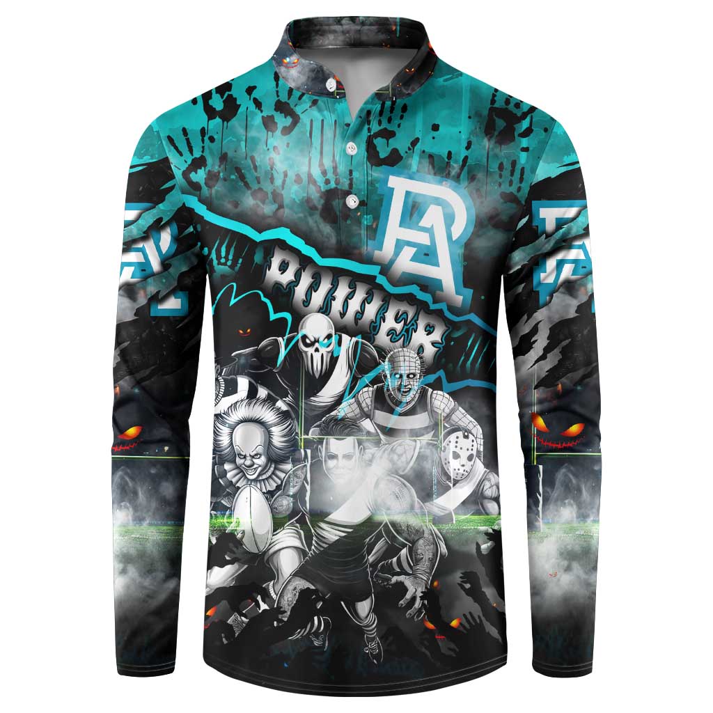Step Into Horror Domain Power Football Button Sweatshirt Halloween Horror Movie Characters - Aussie Hoodie
