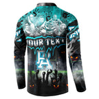 Step Into Horror Domain Power Football Button Sweatshirt Halloween Horror Movie Characters - Aussie Hoodie