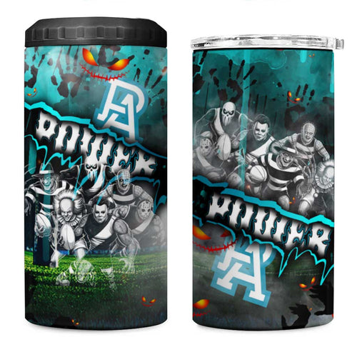 Step Into Horror Domain Power Football 4 in 1 Can Cooler Tumbler Halloween Horror Movie Characters - Aussie Hoodie