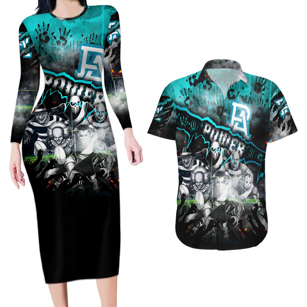 Step Into Horror Domain Power Football Couples Matching Long Sleeve Bodycon Dress and Hawaiian Shirt Halloween Horror Movie Characters - Aussie Hoodie
