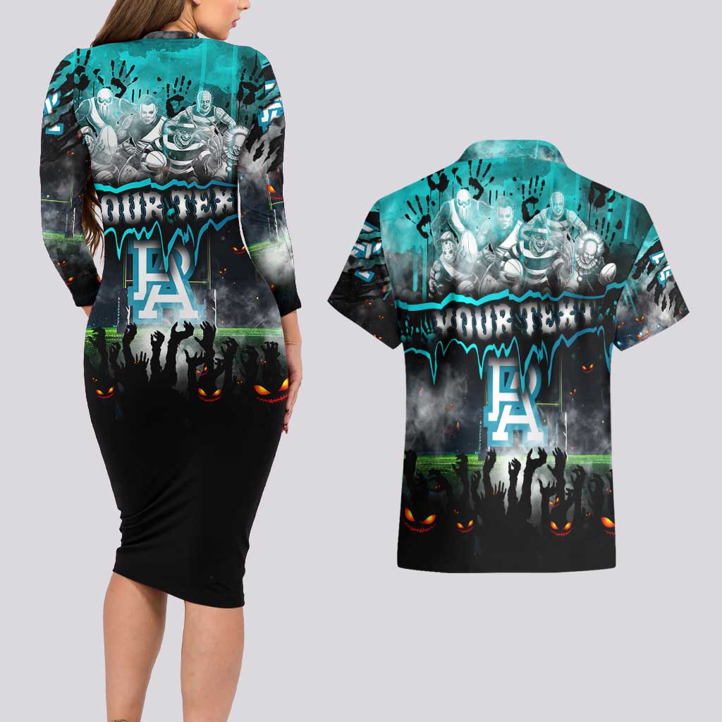 Step Into Horror Domain Power Football Couples Matching Long Sleeve Bodycon Dress and Hawaiian Shirt Halloween Horror Movie Characters - Aussie Hoodie