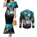 Step Into Horror Domain Power Football Couples Matching Mermaid Dress and Long Sleeve Button Shirt Halloween Horror Movie Characters - Aussie Hoodie