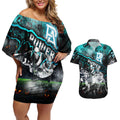 Step Into Horror Domain Power Football Couples Matching Off Shoulder Short Dress and Hawaiian Shirt Halloween Horror Movie Characters - Aussie Hoodie