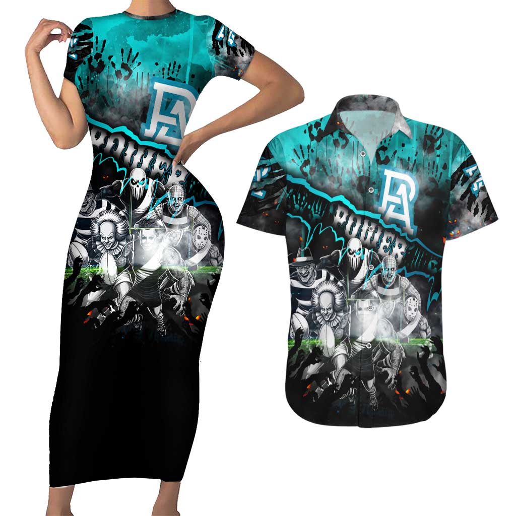 Step Into Horror Domain Power Football Couples Matching Short Sleeve Bodycon Dress and Hawaiian Shirt Halloween Horror Movie Characters - Aussie Hoodie