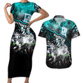 Step Into Horror Domain Power Football Couples Matching Short Sleeve Bodycon Dress and Hawaiian Shirt Halloween Horror Movie Characters - Aussie Hoodie
