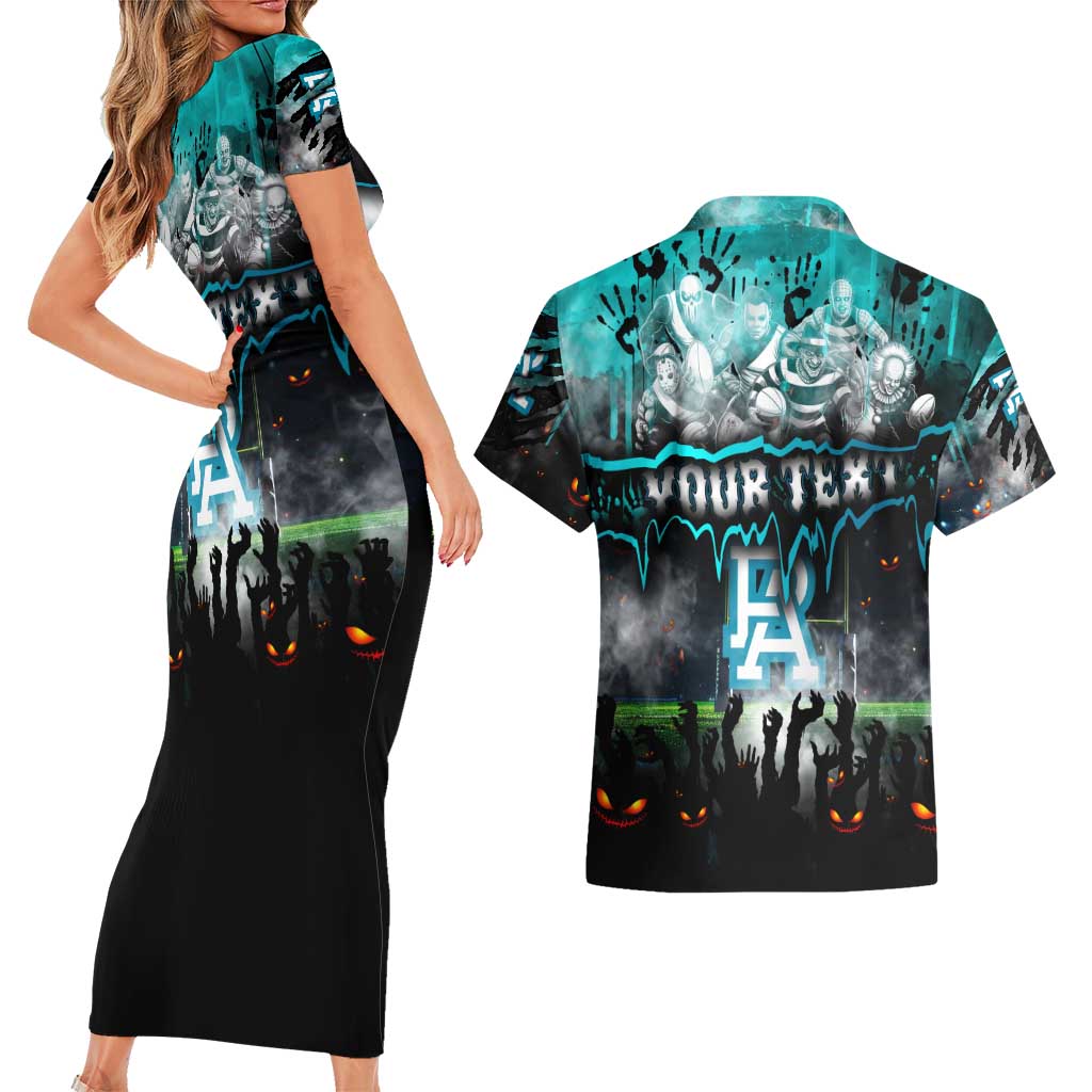 Step Into Horror Domain Power Football Couples Matching Short Sleeve Bodycon Dress and Hawaiian Shirt Halloween Horror Movie Characters - Aussie Hoodie