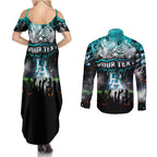 Step Into Horror Domain Power Football Couples Matching Summer Maxi Dress and Long Sleeve Button Shirt Halloween Horror Movie Characters - Aussie Hoodie