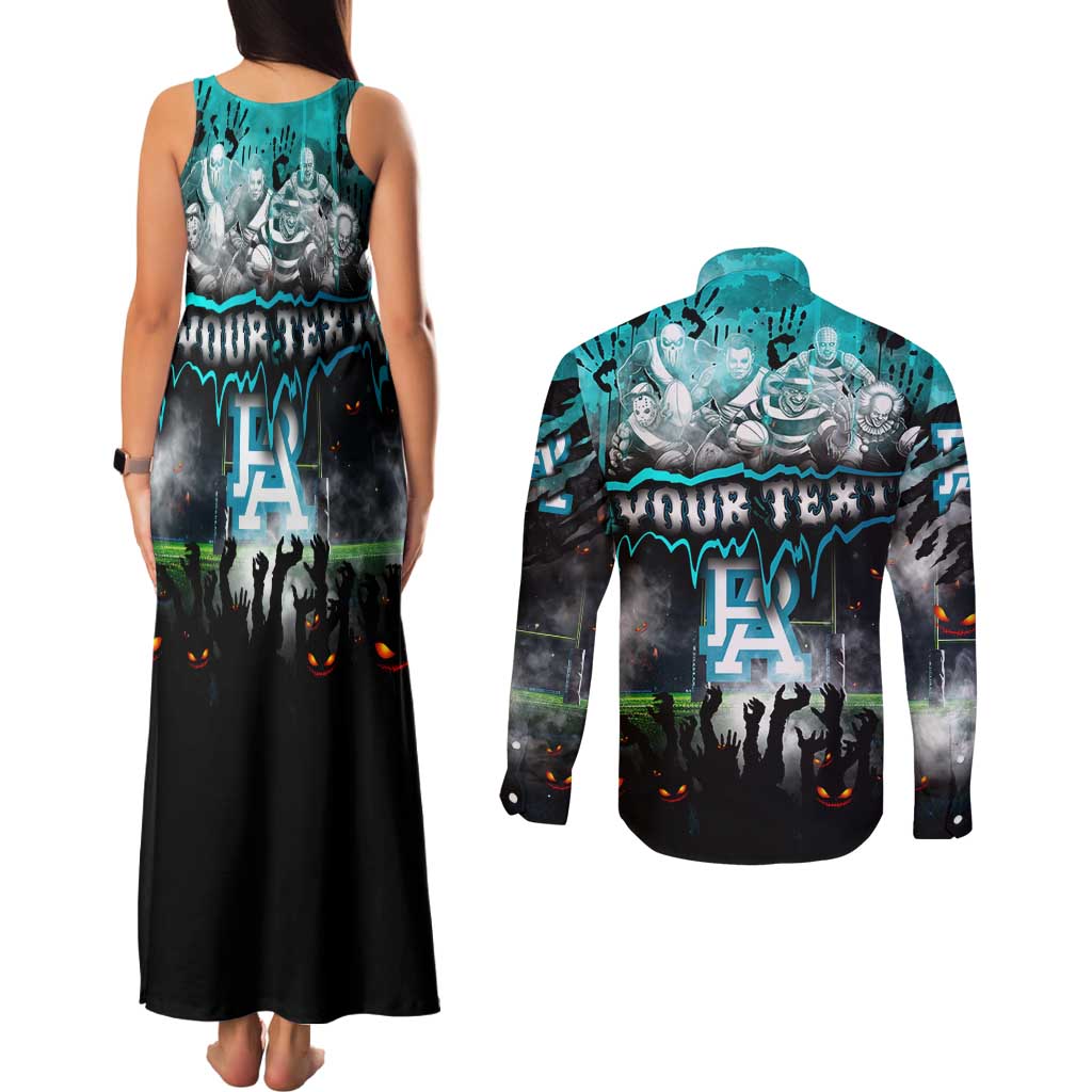 Step Into Horror Domain Power Football Couples Matching Tank Maxi Dress and Long Sleeve Button Shirt Halloween Horror Movie Characters - Aussie Hoodie