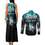 Step Into Horror Domain Power Football Couples Matching Tank Maxi Dress and Long Sleeve Button Shirt Halloween Horror Movie Characters - Aussie Hoodie