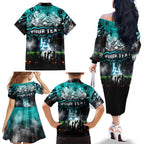 Step Into Horror Domain Power Football Family Matching Off The Shoulder Long Sleeve Dress and Hawaiian Shirt Halloween Horror Movie Characters - Aussie Hoodie