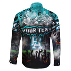 Step Into Horror Domain Power Football Family Matching Off The Shoulder Long Sleeve Dress and Hawaiian Shirt Halloween Horror Movie Characters - Aussie Hoodie