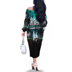 Step Into Horror Domain Power Football Family Matching Off The Shoulder Long Sleeve Dress and Hawaiian Shirt Halloween Horror Movie Characters - Aussie Hoodie
