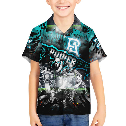 Step Into Horror Domain Power Football Family Matching Off The Shoulder Long Sleeve Dress and Hawaiian Shirt Halloween Horror Movie Characters - Aussie Hoodie