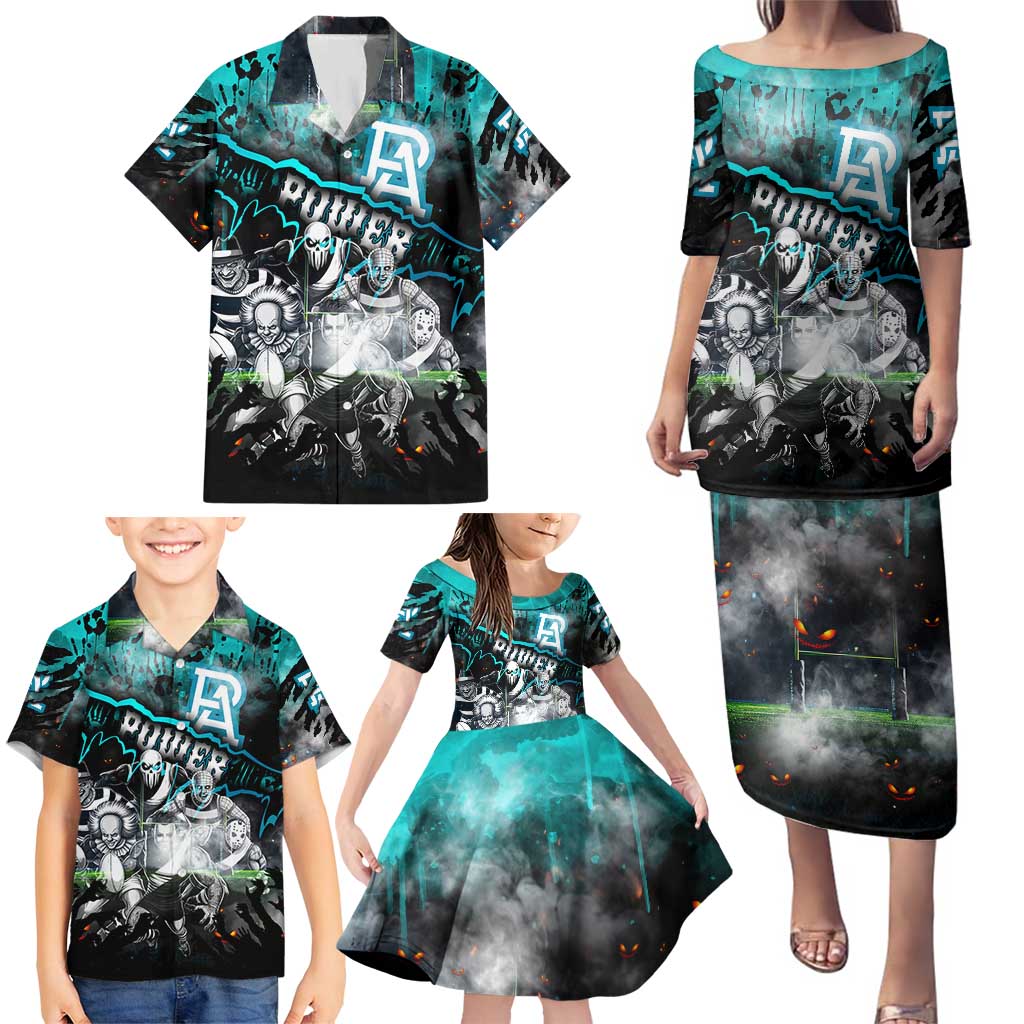 Step Into Horror Domain Power Football Family Matching Puletasi and Hawaiian Shirt Halloween Horror Movie Characters - Aussie Hoodie