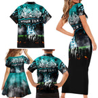Step Into Horror Domain Power Football Family Matching Short Sleeve Bodycon Dress and Hawaiian Shirt Halloween Horror Movie Characters - Aussie Hoodie