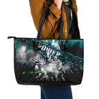 Step Into Horror Domain Power Football Leather Tote Bag Halloween Horror Movie Characters - Aussie Hoodie