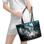 Step Into Horror Domain Power Football Leather Tote Bag Halloween Horror Movie Characters - Aussie Hoodie