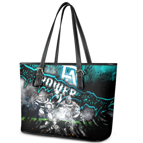 Step Into Horror Domain Power Football Leather Tote Bag Halloween Horror Movie Characters - Aussie Hoodie