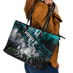 Step Into Horror Domain Power Football Leather Tote Bag Halloween Horror Movie Characters - Aussie Hoodie
