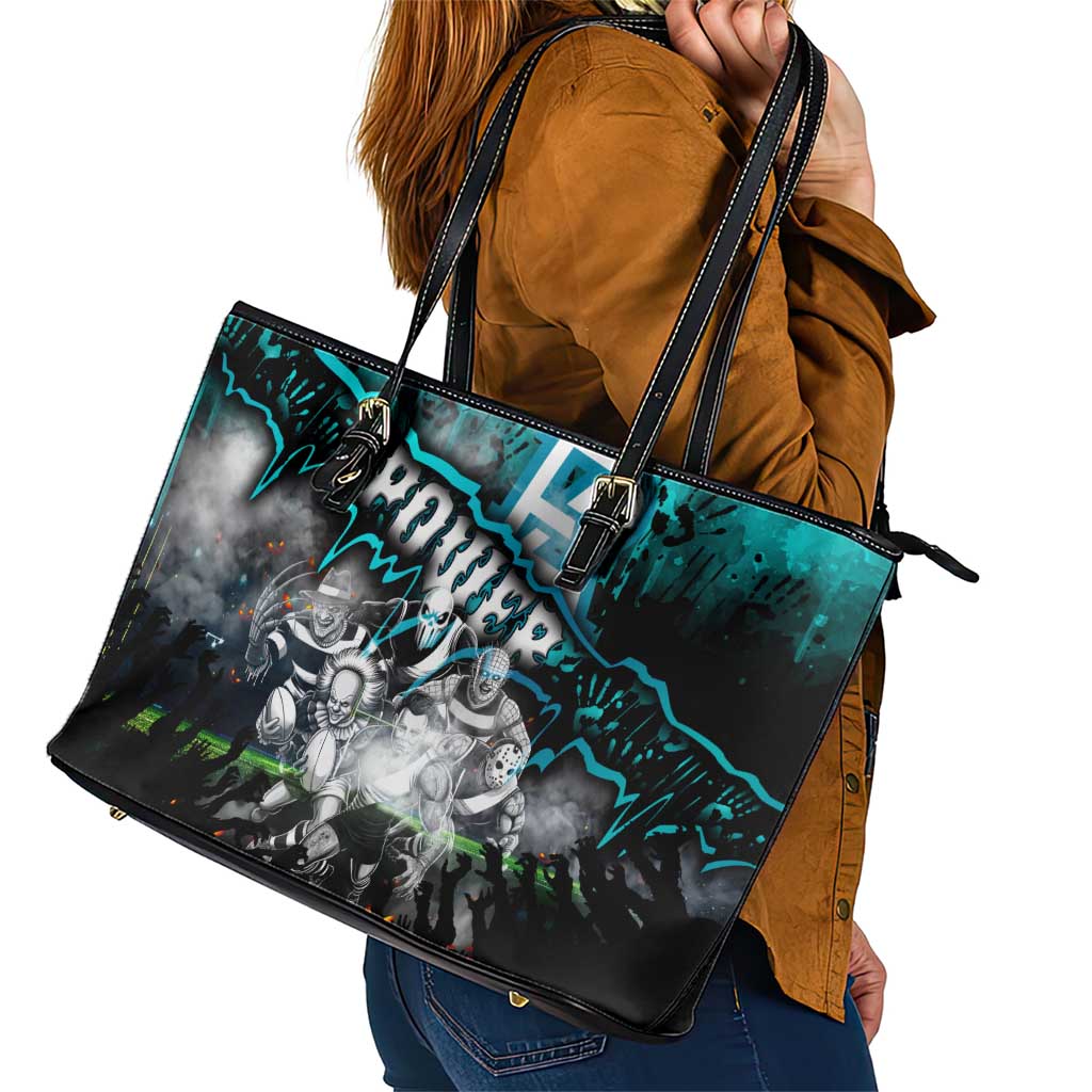 Step Into Horror Domain Power Football Leather Tote Bag Halloween Horror Movie Characters - Aussie Hoodie
