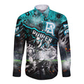 Step Into Horror Domain Power Football Long Sleeve Button Shirt Halloween Horror Movie Characters - Aussie Hoodie