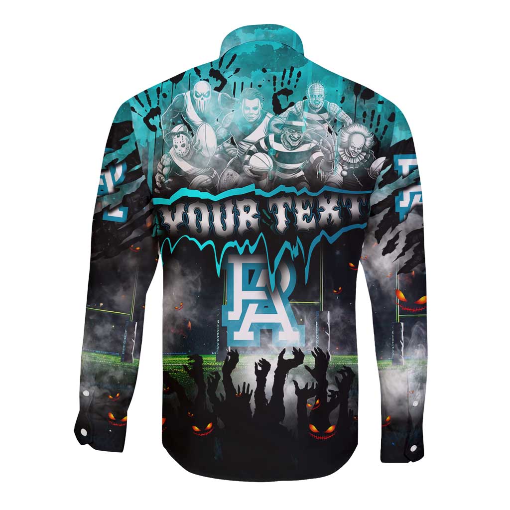 Step Into Horror Domain Power Football Long Sleeve Button Shirt Halloween Horror Movie Characters - Aussie Hoodie