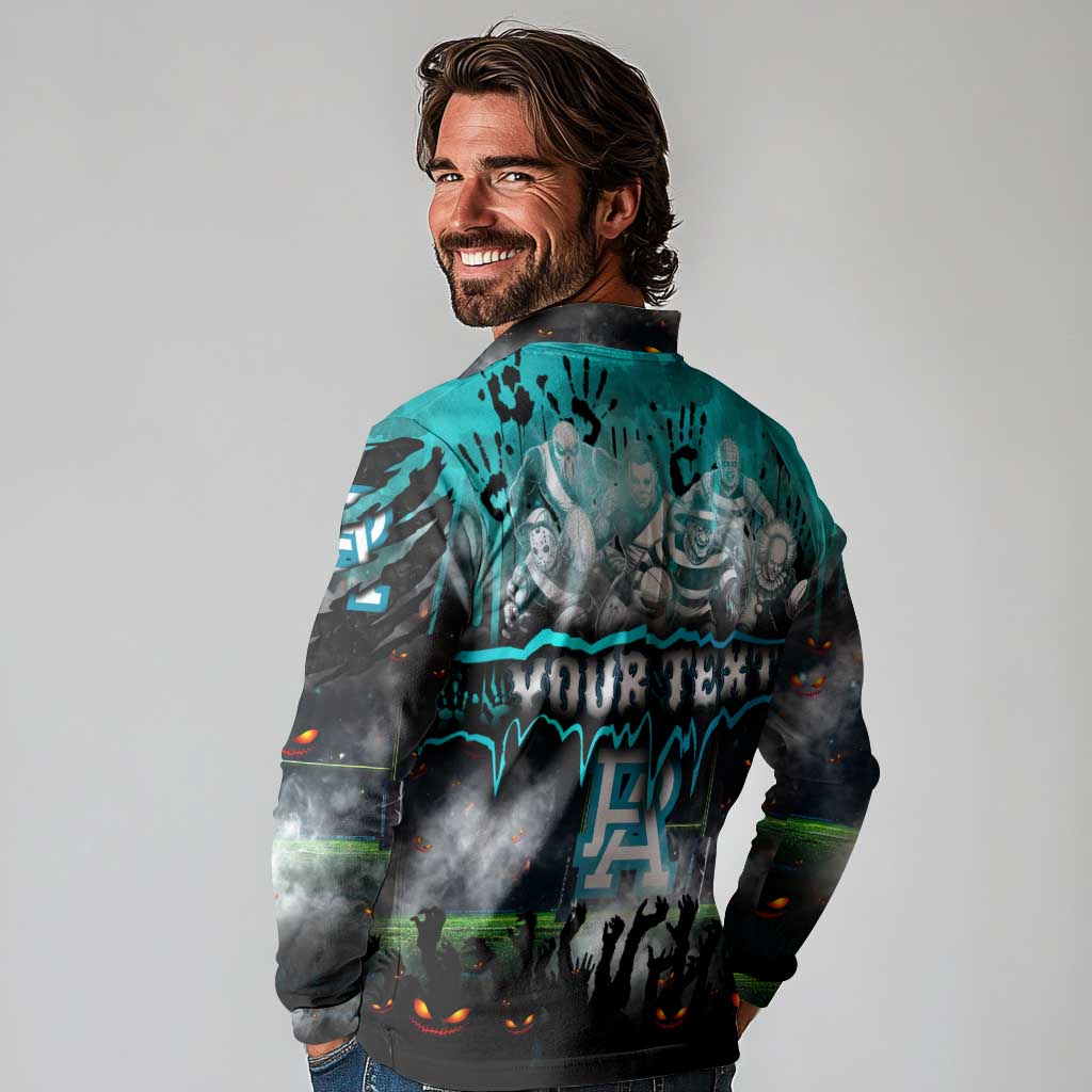 Step Into Horror Domain Power Football Long Sleeve Polo Shirt Halloween Horror Movie Characters - Aussie Hoodie