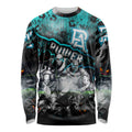 Step Into Horror Domain Power Football Long Sleeve Shirt Halloween Horror Movie Characters - Aussie Hoodie