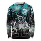 Step Into Horror Domain Power Football Long Sleeve Shirt Halloween Horror Movie Characters - Aussie Hoodie