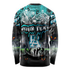 Step Into Horror Domain Power Football Long Sleeve Shirt Halloween Horror Movie Characters - Aussie Hoodie