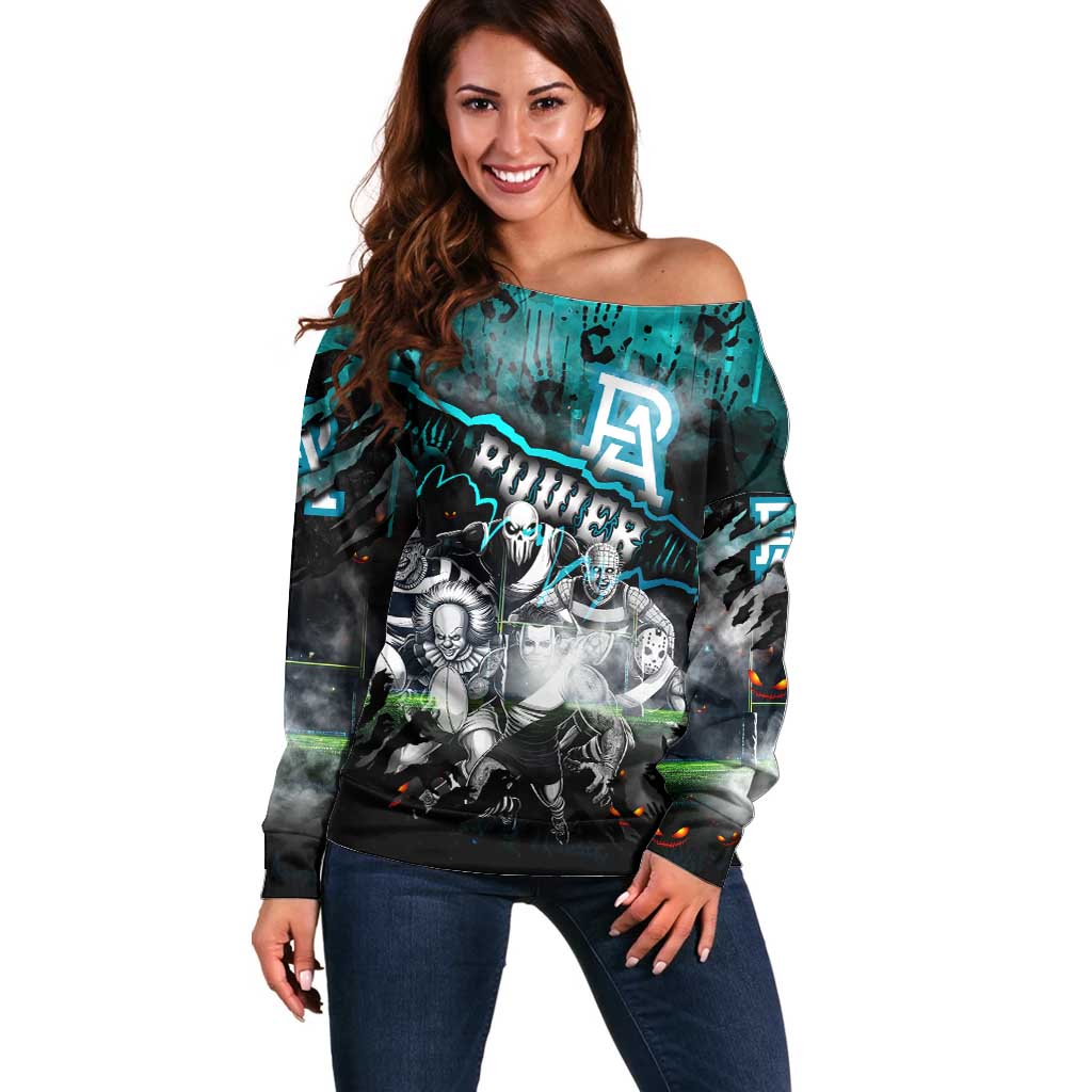 Step Into Horror Domain Power Football Off Shoulder Sweater Halloween Horror Movie Characters - Aussie Hoodie