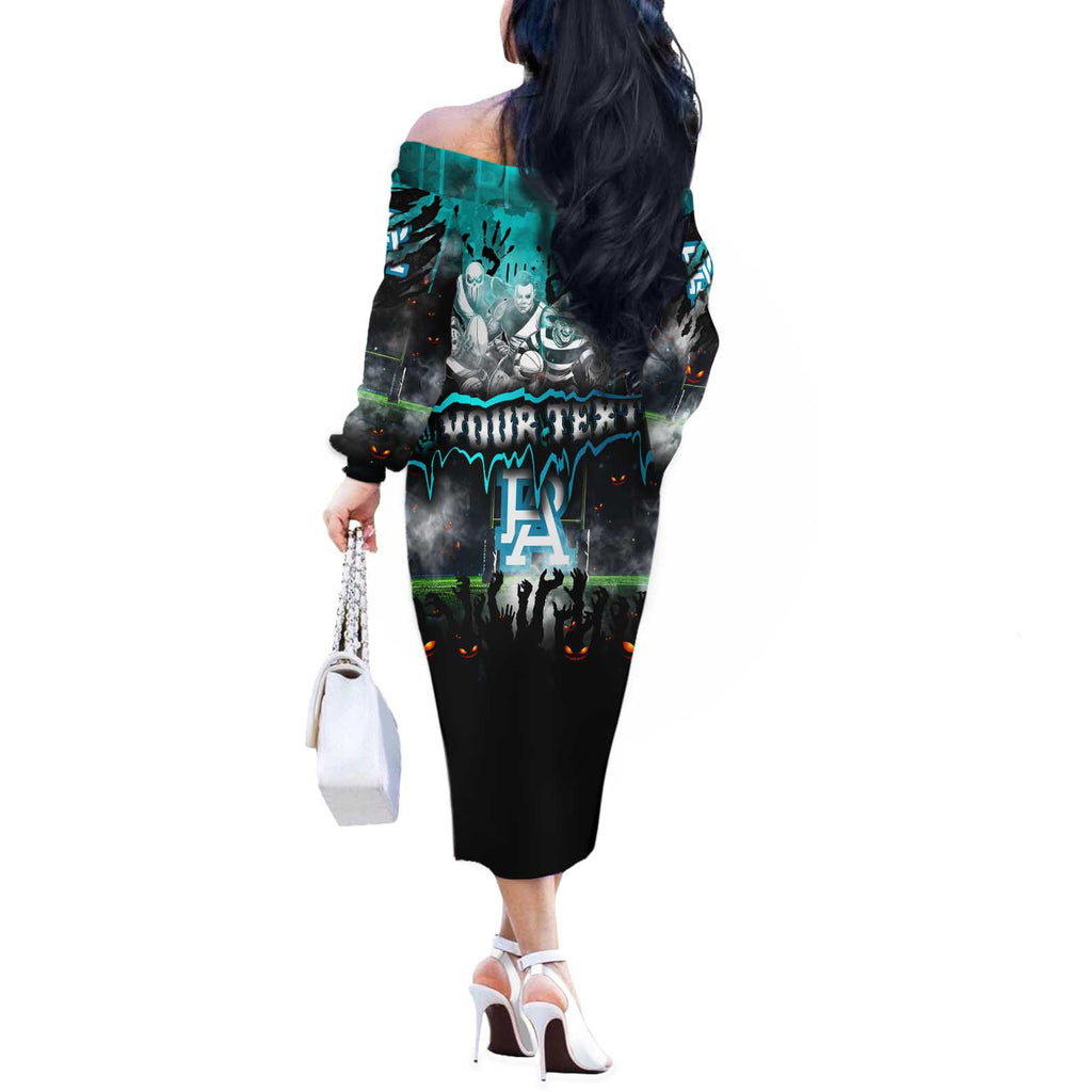 Step Into Horror Domain Power Football Off The Shoulder Long Sleeve Dress Halloween Horror Movie Characters - Aussie Hoodie