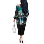 Step Into Horror Domain Power Football Off The Shoulder Long Sleeve Dress Halloween Horror Movie Characters - Aussie Hoodie