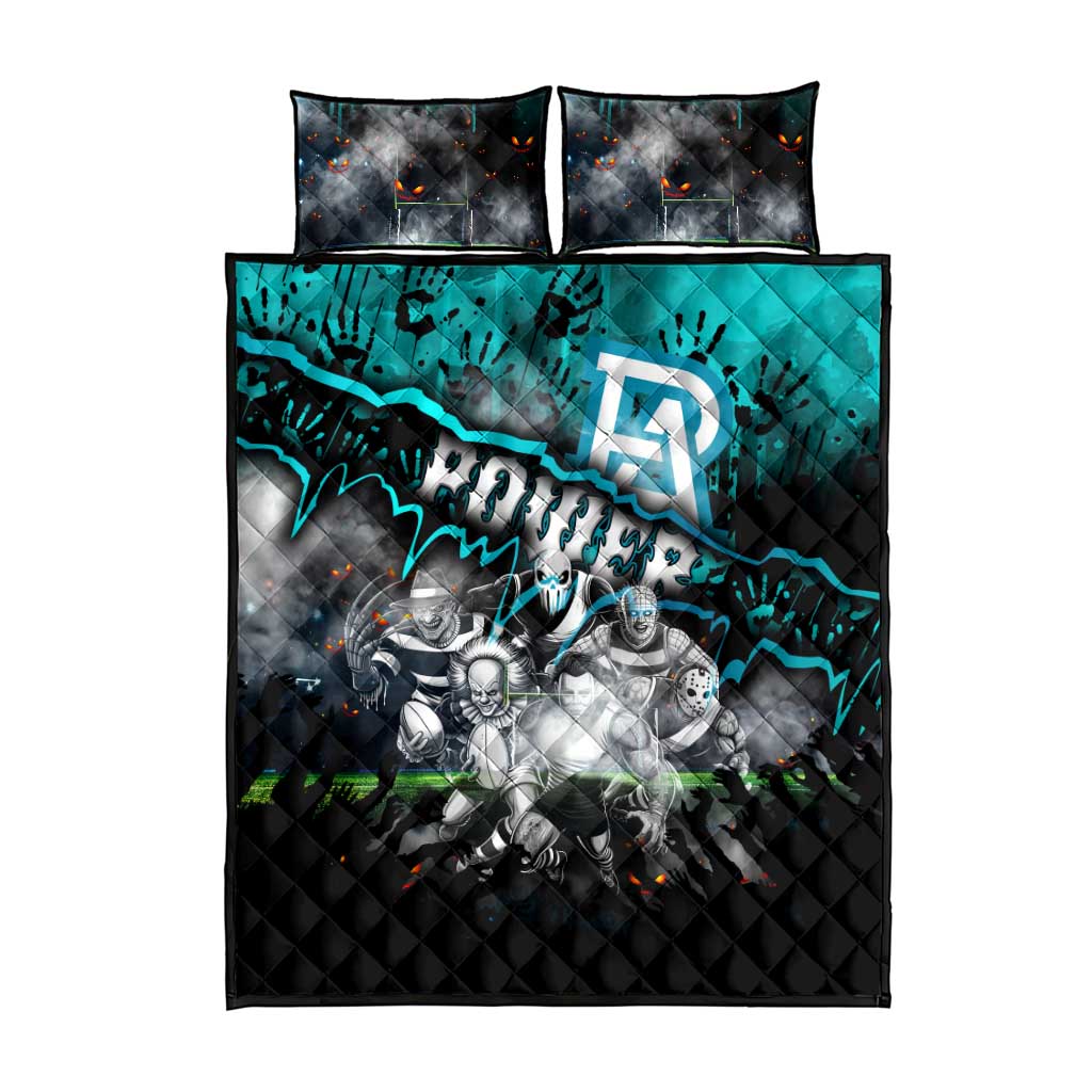 Step Into Horror Domain Power Football Quilt Bed Set Halloween Horror Movie Characters - Aussie Hoodie