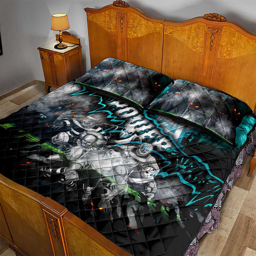 Step Into Horror Domain Power Football Quilt Bed Set Halloween Horror Movie Characters - Aussie Hoodie
