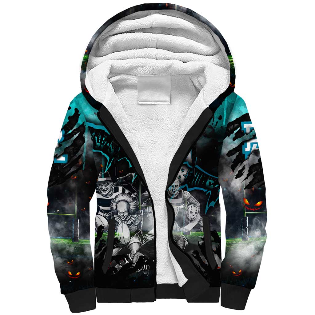 Step Into Horror Domain Power Football Sherpa Hoodie Halloween Horror Movie Characters - Aussie Hoodie
