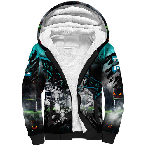 Step Into Horror Domain Power Football Sherpa Hoodie Halloween Horror Movie Characters - Aussie Hoodie
